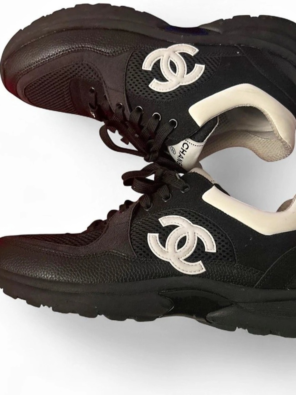 Chanel CC Logo Sneaker Black White